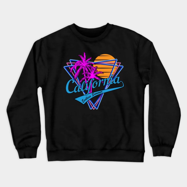 Retro 80s Style California Summer Beach Crewneck Sweatshirt by Brobocop